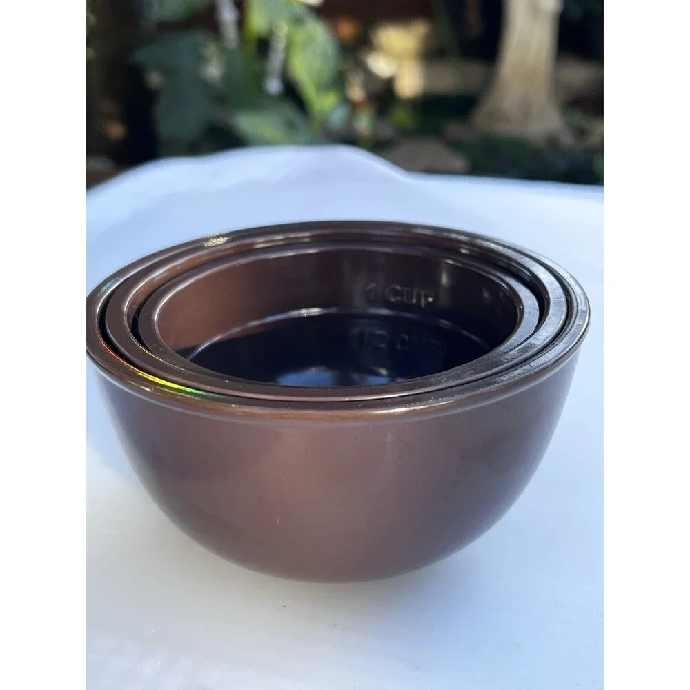 Melamine Nesting Measuring Prep Bowl Set 3 Brown Kitchen Mixing Bowls 2 Cup